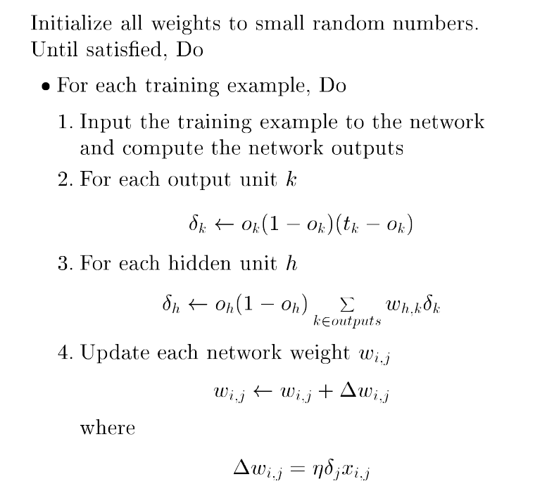 Figure 10: error gradient with sigmoid unit, from Tom Mitchell Lectures